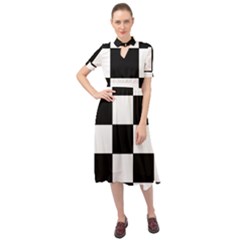 Grid-domino-bank-and-black Keyhole Neckline Chiffon Dress by BangZart