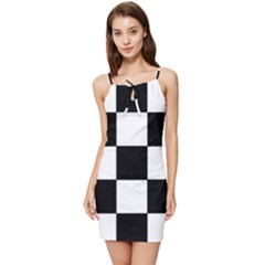 Grid-domino-bank-and-black Summer Tie Front Dress by BangZart