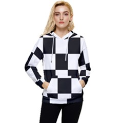 Grid-domino-bank-and-black Women s Lightweight Drawstring Hoodie