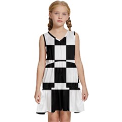 Grid-domino-bank-and-black Kids  Sleeveless Tiered Mini Dress by BangZart