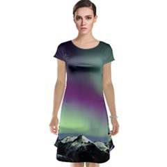 Aurora Stars Sky Mountains Snow Aurora Borealis Cap Sleeve Nightdress