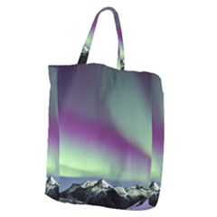 Aurora Stars Sky Mountains Snow Aurora Borealis Giant Grocery Tote by Uceng