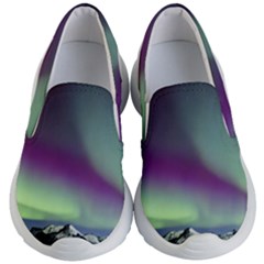 Aurora Stars Sky Mountains Snow Aurora Borealis Kids Lightweight Slip Ons