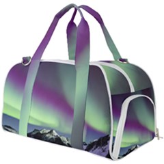 Aurora Stars Sky Mountains Snow Aurora Borealis Burner Gym Duffel Bag by Uceng