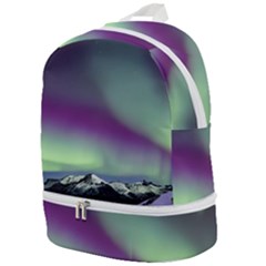 Aurora Stars Sky Mountains Snow Aurora Borealis Zip Bottom Backpack by Uceng