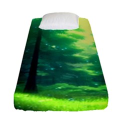 Anime Forrest Nature Fantasy Sunset Trees Woods Fitted Sheet (single Size) by Uceng