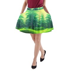 Anime Forrest Nature Fantasy Sunset Trees Woods A-line Pocket Skirt by Uceng