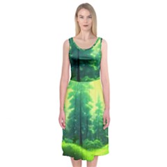 Anime Forrest Nature Fantasy Sunset Trees Woods Midi Sleeveless Dress