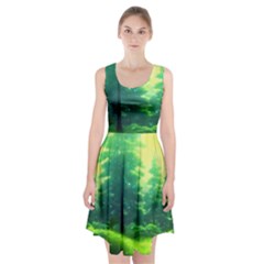 Anime Forrest Nature Fantasy Sunset Trees Woods Racerback Midi Dress by Uceng