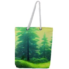 Anime Forrest Nature Fantasy Sunset Trees Woods Full Print Rope Handle Tote (large) by Uceng