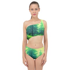 Anime Forrest Nature Fantasy Sunset Trees Woods Spliced Up Two Piece Swimsuit by Uceng