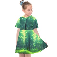 Anime Forrest Nature Fantasy Sunset Trees Woods Kids  Sailor Dress by Uceng