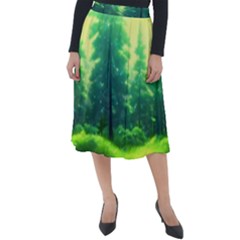 Anime Forrest Nature Fantasy Sunset Trees Woods Classic Velour Midi Skirt  by Uceng