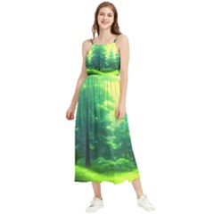 Anime Forrest Nature Fantasy Sunset Trees Woods Boho Sleeveless Summer Dress by Uceng