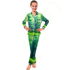 Anime Forrest Nature Fantasy Sunset Trees Woods Kid s Satin Long Sleeve Pajamas Set by Uceng