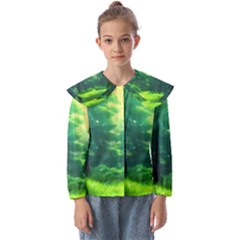 Anime Forrest Nature Fantasy Sunset Trees Woods Kids  Peter Pan Collar Blouse by Uceng