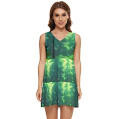 Anime Forrest Nature Fantasy Sunset Trees Woods Tiered Sleeveless Mini Dress by Uceng