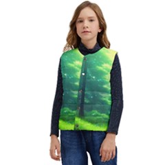 Anime Forrest Nature Fantasy Sunset Trees Woods Kid s Short Button Up Puffer Vest	 by Uceng