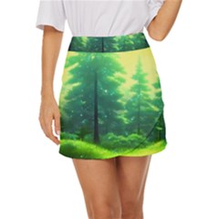 Anime Forrest Nature Fantasy Sunset Trees Woods Mini Front Wrap Skirt by Uceng