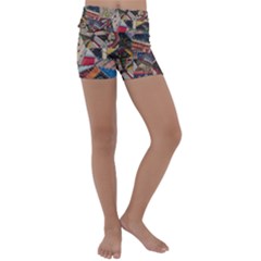 Background Embroidery Pattern Stitches Abstract Kids  Lightweight Velour Yoga Shorts