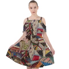 Background Embroidery Pattern Stitches Abstract Cut Out Shoulders Chiffon Dress