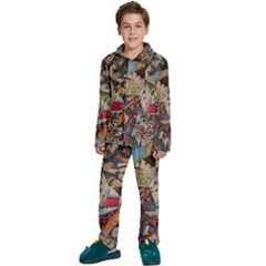 Background Embroidery Pattern Stitches Abstract Kids  Long Sleeve Velvet Pajamas Set