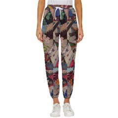 Background Embroidery Pattern Stitches Abstract Cropped Drawstring Pants