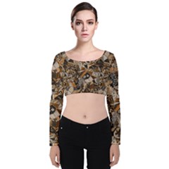 Background Graphic Beautiful Wallpaper Abstract Velvet Long Sleeve Crop Top by Uceng