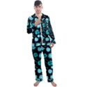 Flower Nature Blue Black Art Pattern Floral Men s Long Sleeve Satin Pajamas Set View1