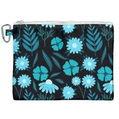 Flower Nature Blue Black Art Pattern Floral Canvas Cosmetic Bag (xxl) by Uceng