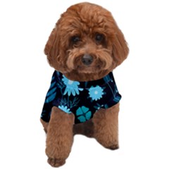 Flower Nature Blue Black Art Pattern Floral Dog T-shirt by Uceng