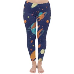 Space Galaxy Planet Universe Stars Night Fantasy Classic Winter Leggings by Uceng