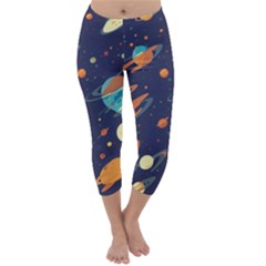 Space Galaxy Planet Universe Stars Night Fantasy Capri Winter Leggings  by Uceng