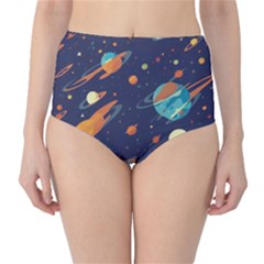 Space Galaxy Planet Universe Stars Night Fantasy Classic High-waist Bikini Bottoms by Uceng