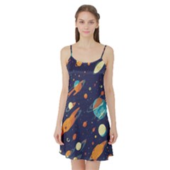 Space Galaxy Planet Universe Stars Night Fantasy Satin Night Slip by Uceng