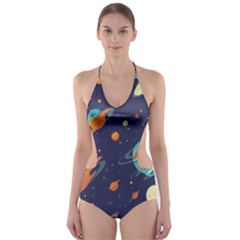 Space Galaxy Planet Universe Stars Night Fantasy Cut-out One Piece Swimsuit by Uceng