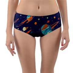 Space Galaxy Planet Universe Stars Night Fantasy Reversible Mid-waist Bikini Bottoms by Uceng