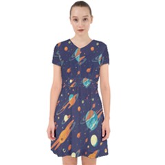 Space Galaxy Planet Universe Stars Night Fantasy Adorable In Chiffon Dress by Uceng