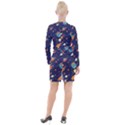 Space Galaxy Planet Universe Stars Night Fantasy Button Long Sleeve Dress View2