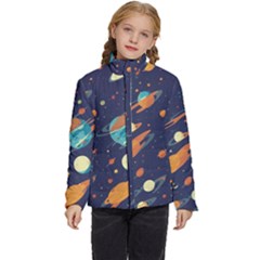 Space Galaxy Planet Universe Stars Night Fantasy Kids  Puffer Bubble Jacket Coat by Uceng