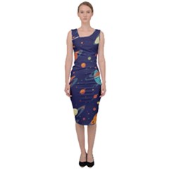 Space Galaxy Planet Universe Stars Night Fantasy Sleeveless Pencil Dress by Uceng