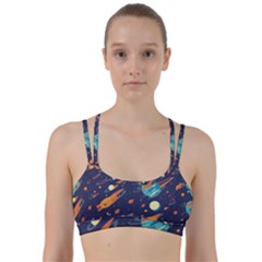 Space Galaxy Planet Universe Stars Night Fantasy Line Them Up Sports Bra by Uceng