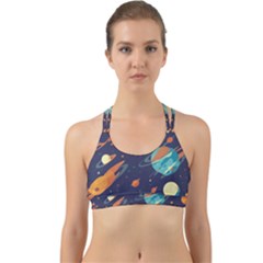 Space Galaxy Planet Universe Stars Night Fantasy Back Web Sports Bra by Uceng