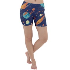 Space Galaxy Planet Universe Stars Night Fantasy Lightweight Velour Yoga Shorts by Uceng