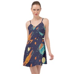 Space Galaxy Planet Universe Stars Night Fantasy Summer Time Chiffon Dress by Uceng