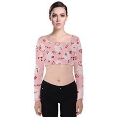 Background Graphic Beautiful Wallpaper Art Velvet Long Sleeve Crop Top by Uceng