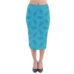 Butterfly Art Pattern Design Background Frame Velvet Midi Pencil Skirt by Uceng