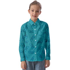 Butterfly Art Pattern Design Background Frame Kids  Long Sleeve Shirt by Uceng