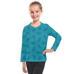 Butterfly Art Pattern Design Background Frame Kids  Long Mesh Tee