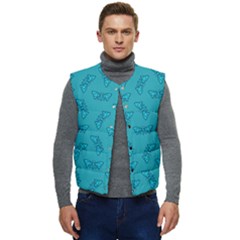 Butterfly Art Pattern Design Background Frame Men s Short Button Up Puffer Vest	 by Uceng